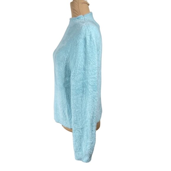 Universal Thread Fuzzy Sweater Light Teal Mock Neck M Medium Long Sleeve Women's - Picture 3 of 6
